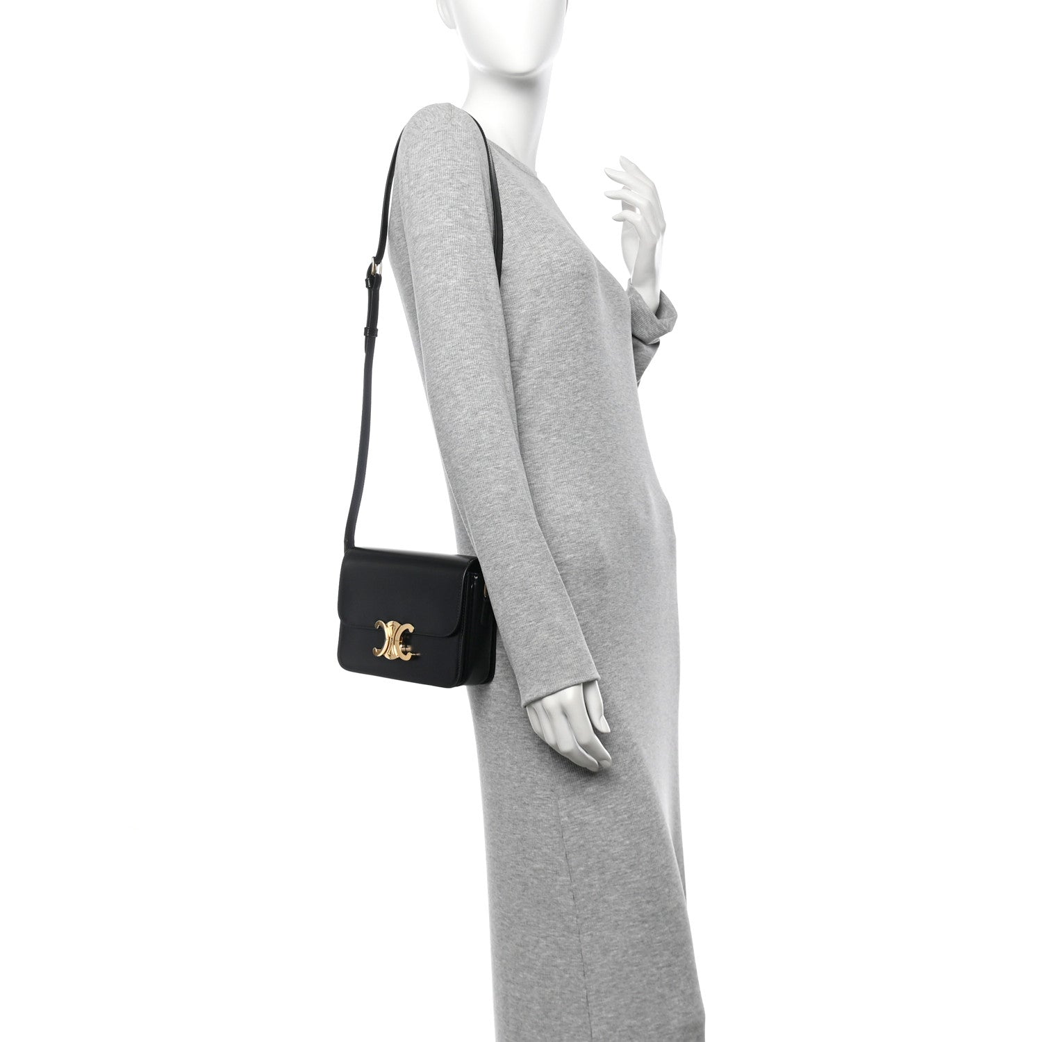 Celine Shiny Calfskin Teen Triomphe Black 2 of 10