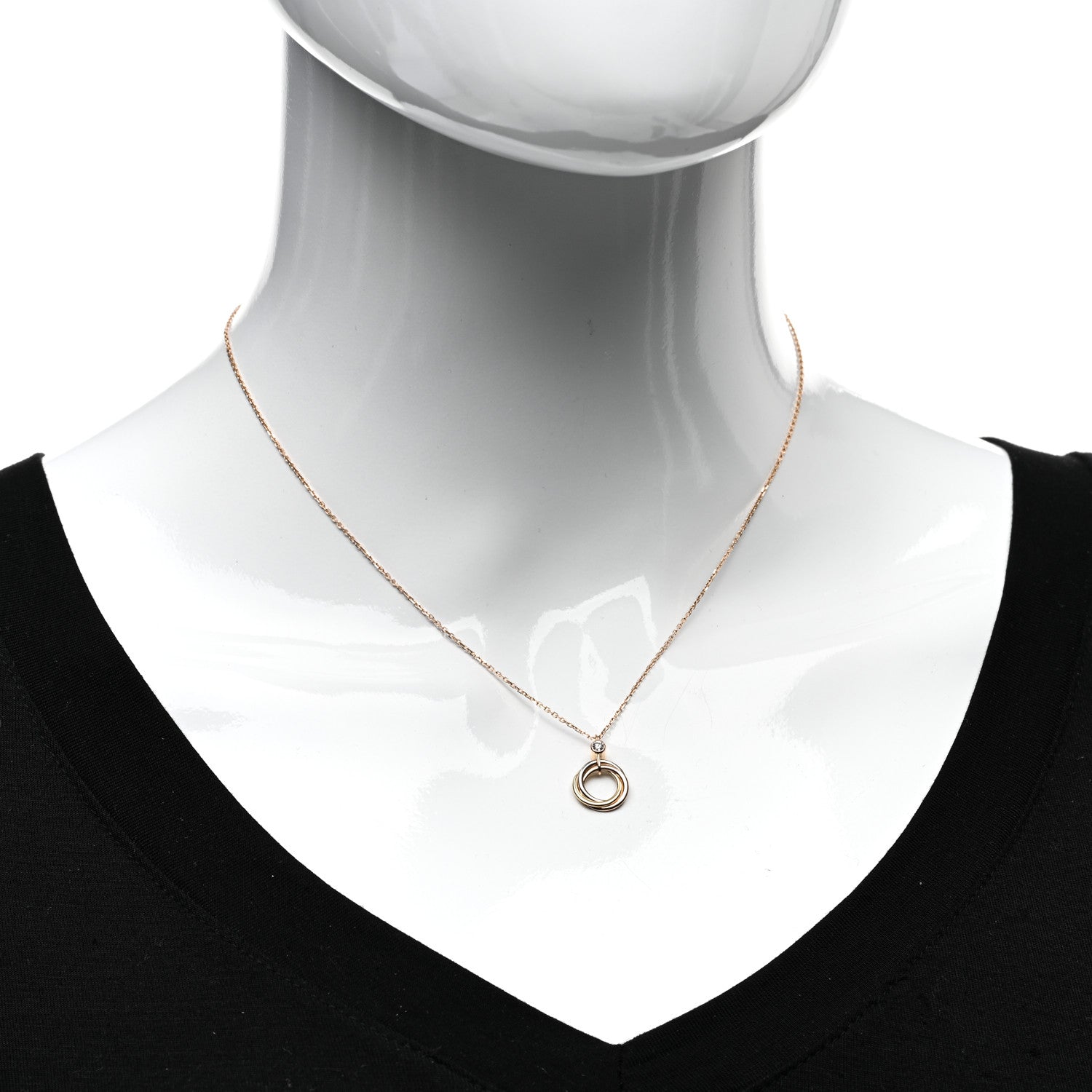 Cartier 18K Pink Yellow White Gold Diamond Trinity Pendant Necklace 2 of 5