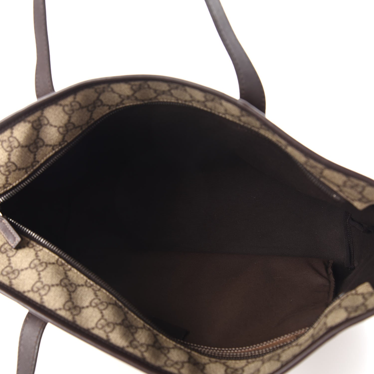 Gucci GG Supreme Monogram Medium Zippered Shopping Tote Dark Brown 5 of 13
