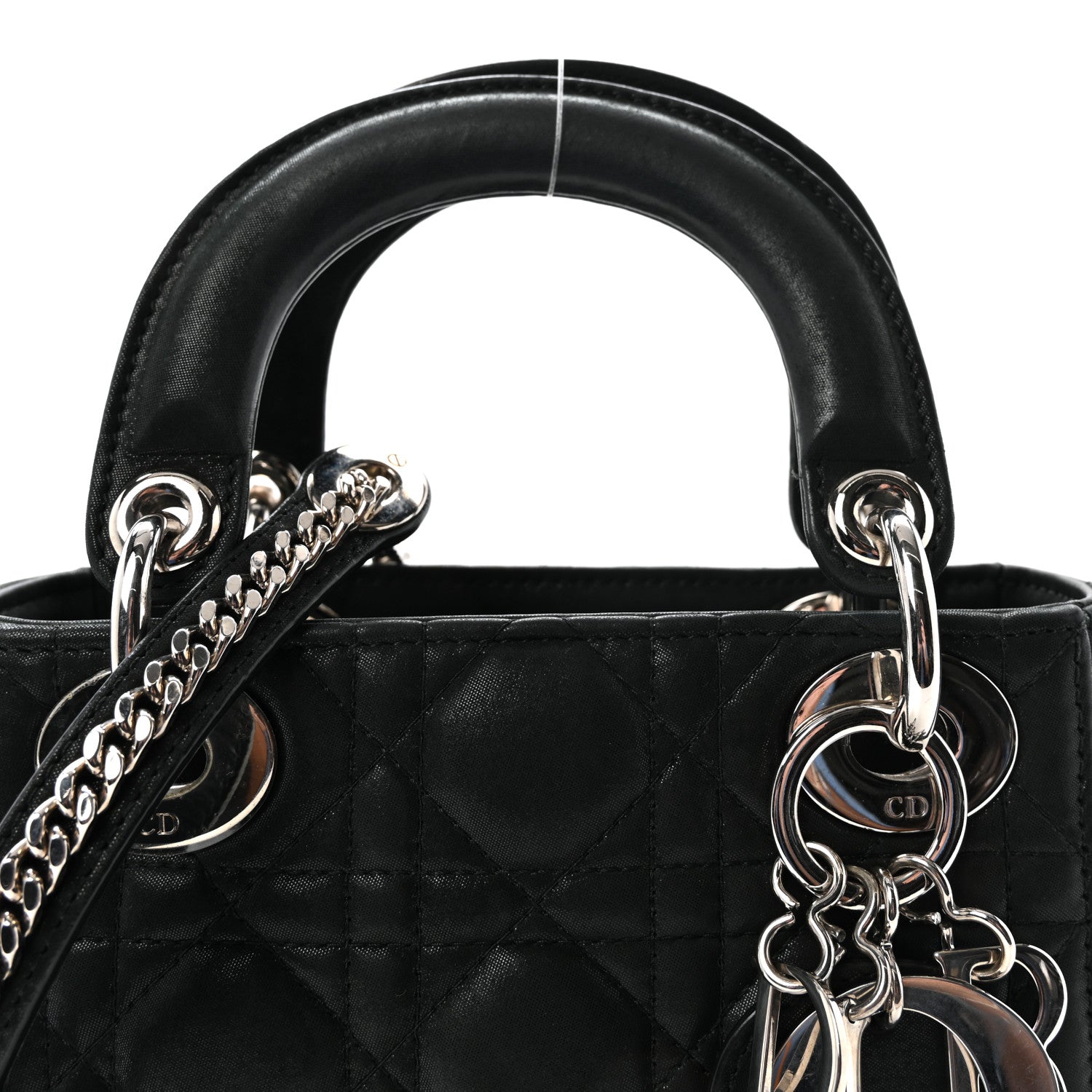 Christian Dior Metallic Calfskin Cannage Mini Lady Dior Black 7 of 9