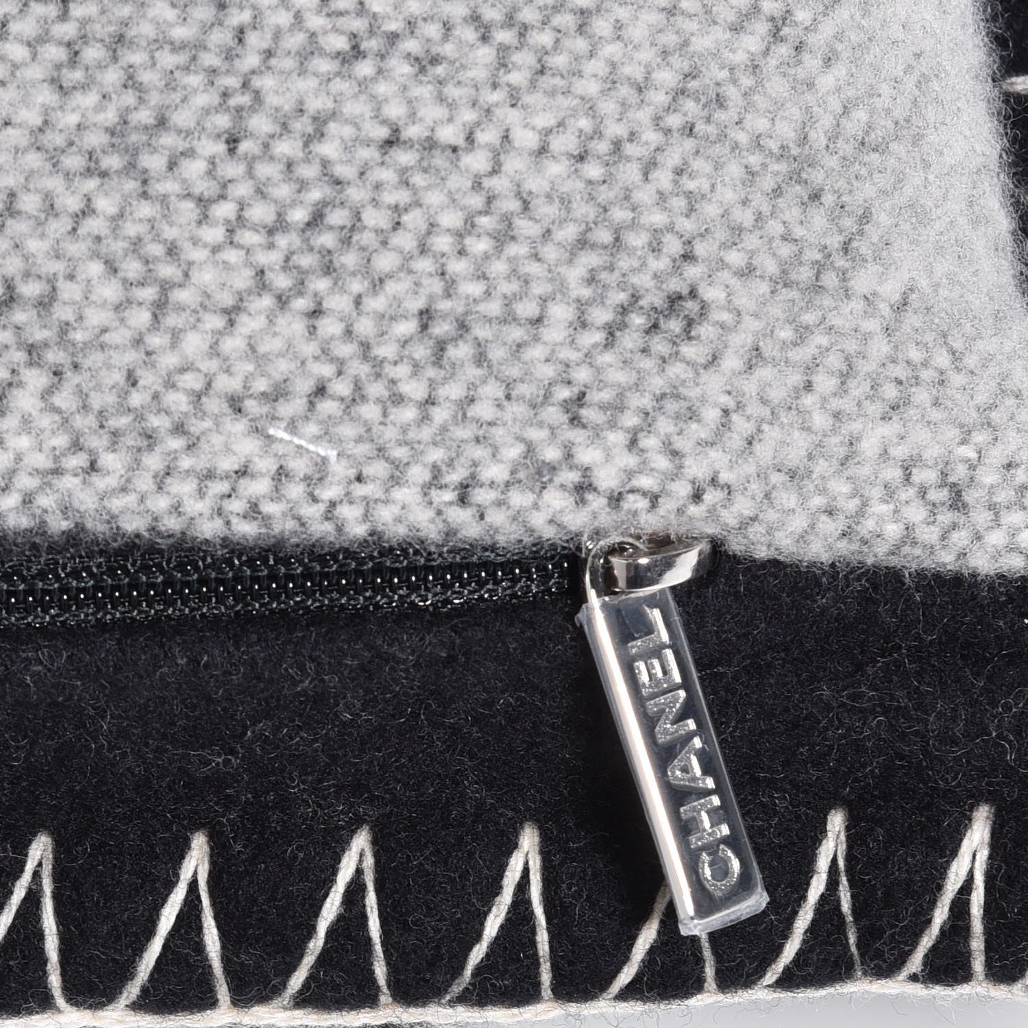 Chanel Merino Wool Cashmere CC Pillow Black Beige 5 of 5