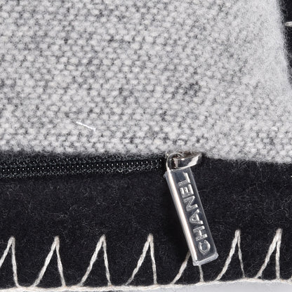 Chanel Merino Wool Cashmere CC Pillow Black Beige 5 of 5