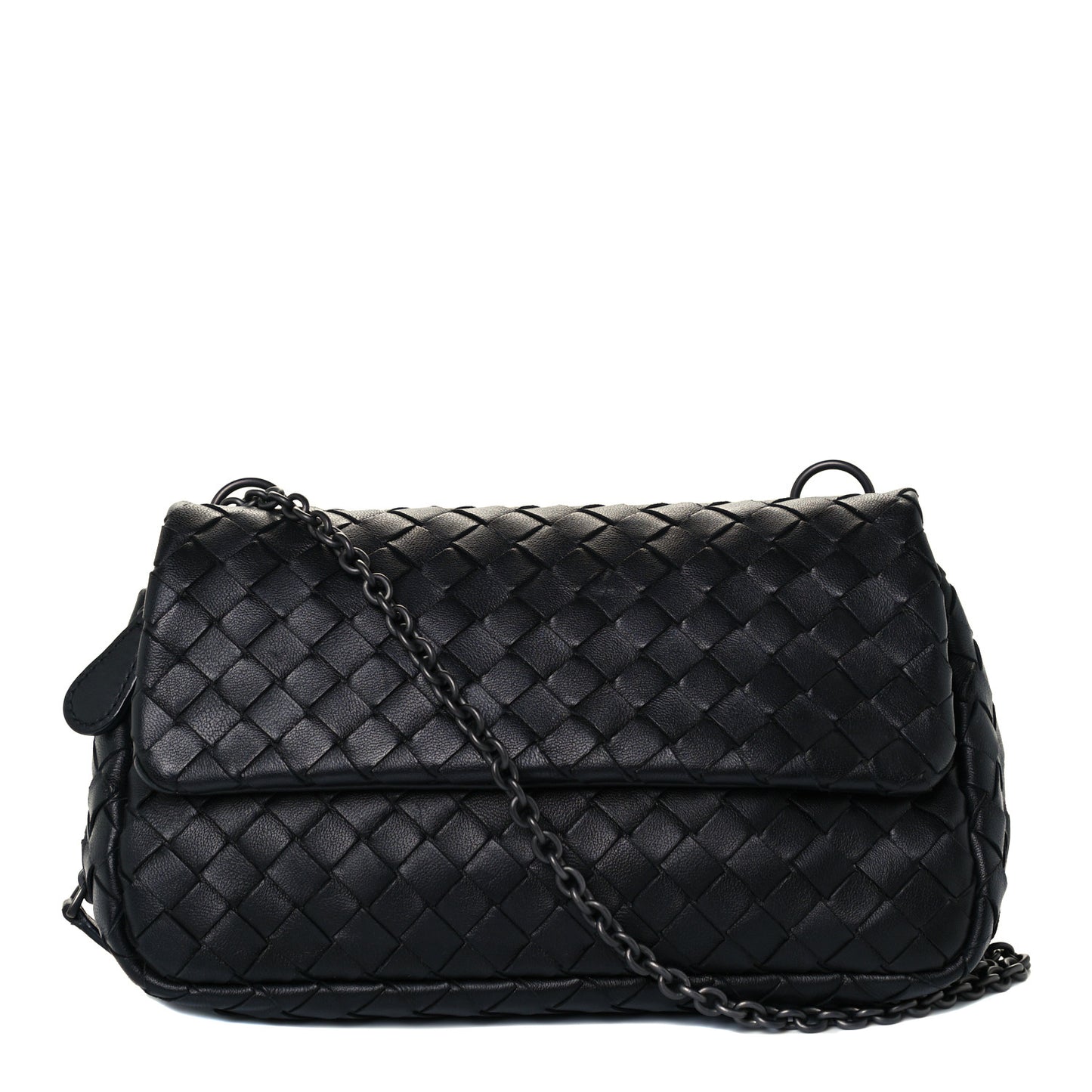 Nappa Intrecciato Small Chain Crossbody Black