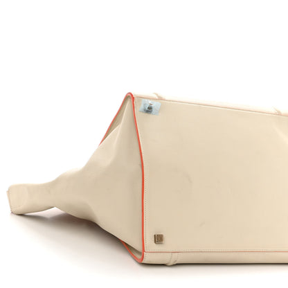 Celine Smooth Calfskin Medium Phantom Luggage Chalk Orange Trim 7 of 17