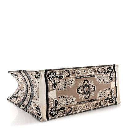 Christian Dior Canvas Embroidered Large Butterfly Bandana Book Tote Beige Multicolor 4 of 13