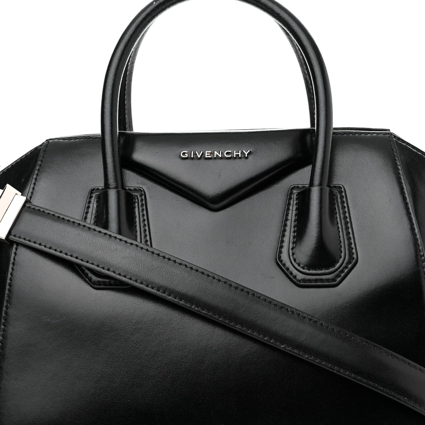 Shiny Lord Calfskin Small Antigona Black