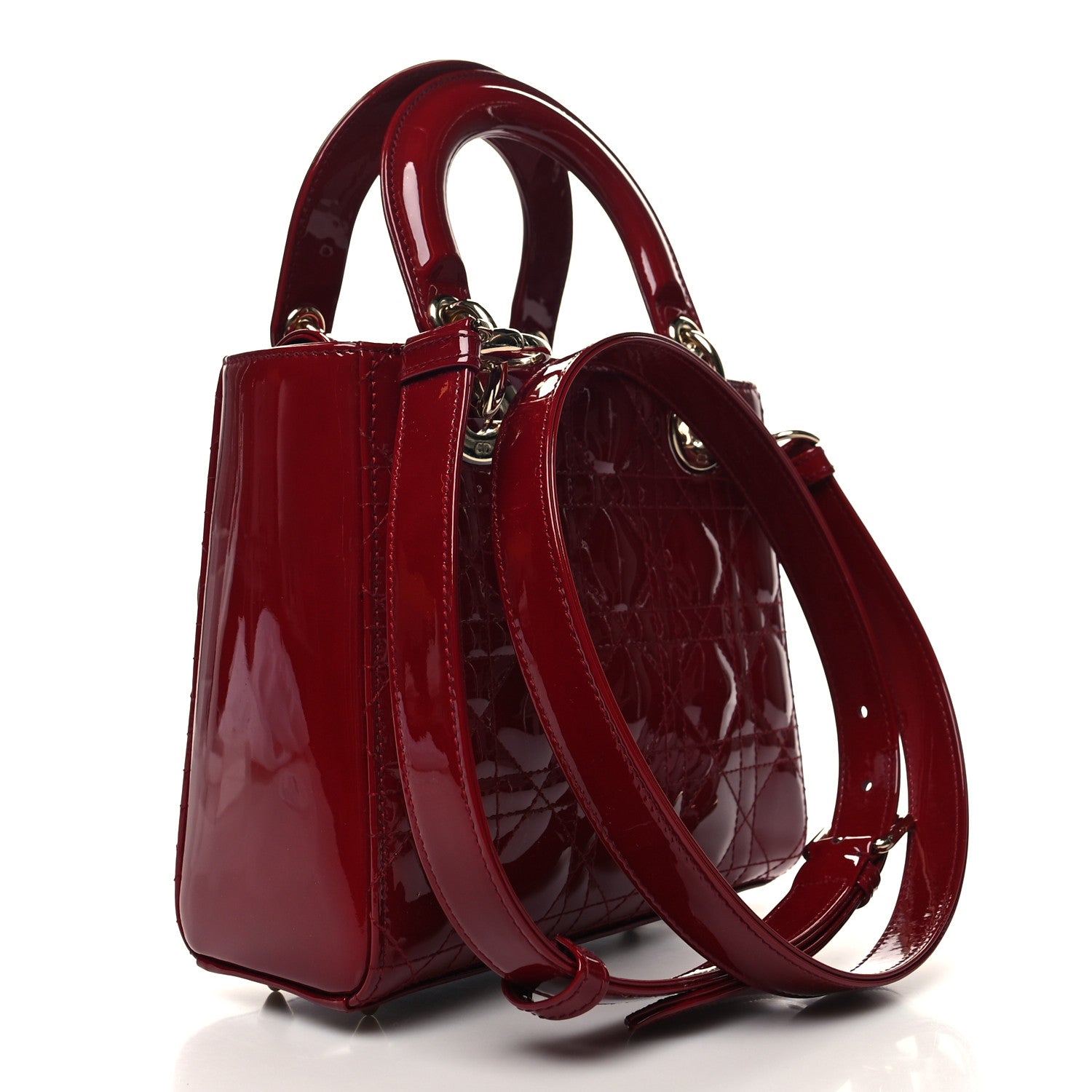 Christian Dior Patent Cannage Small Lady Dior Cherry Red 3 of 11