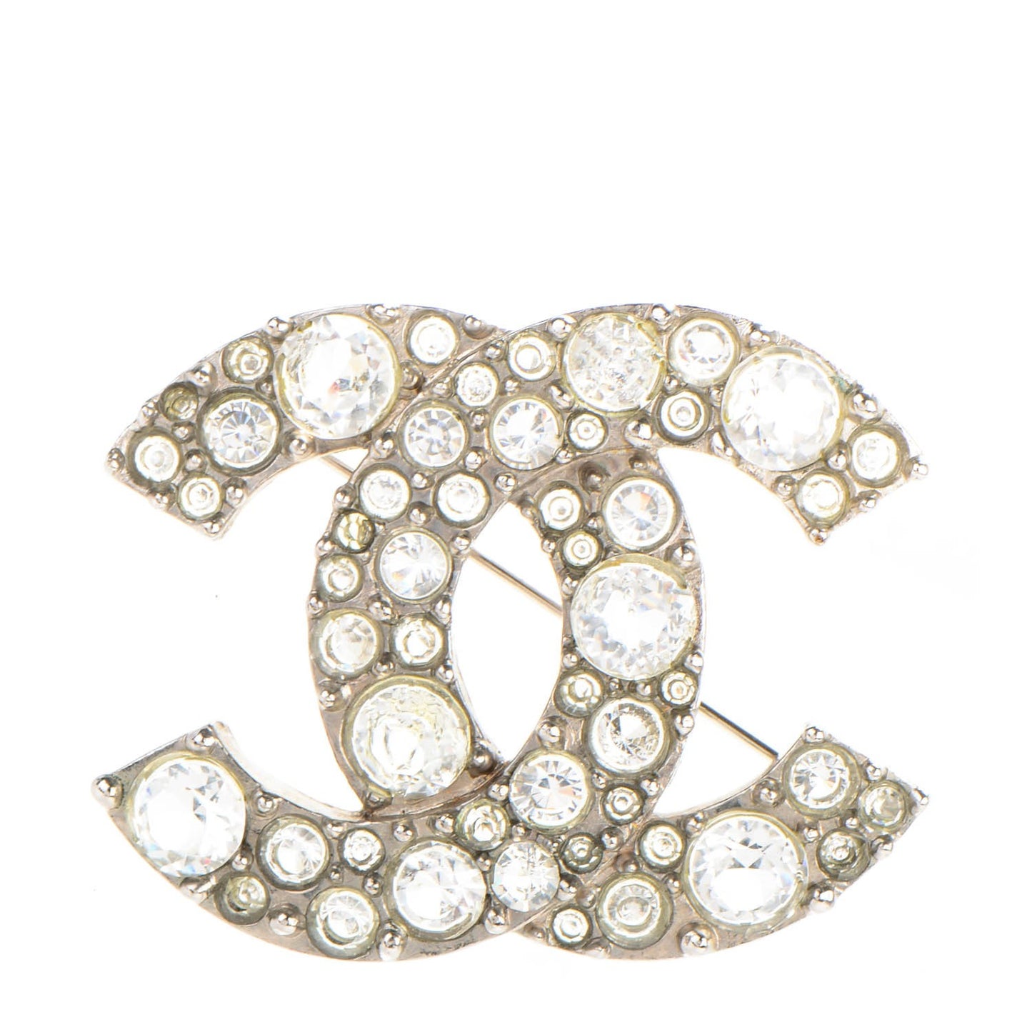 Crystal Large CC Brooch Silver