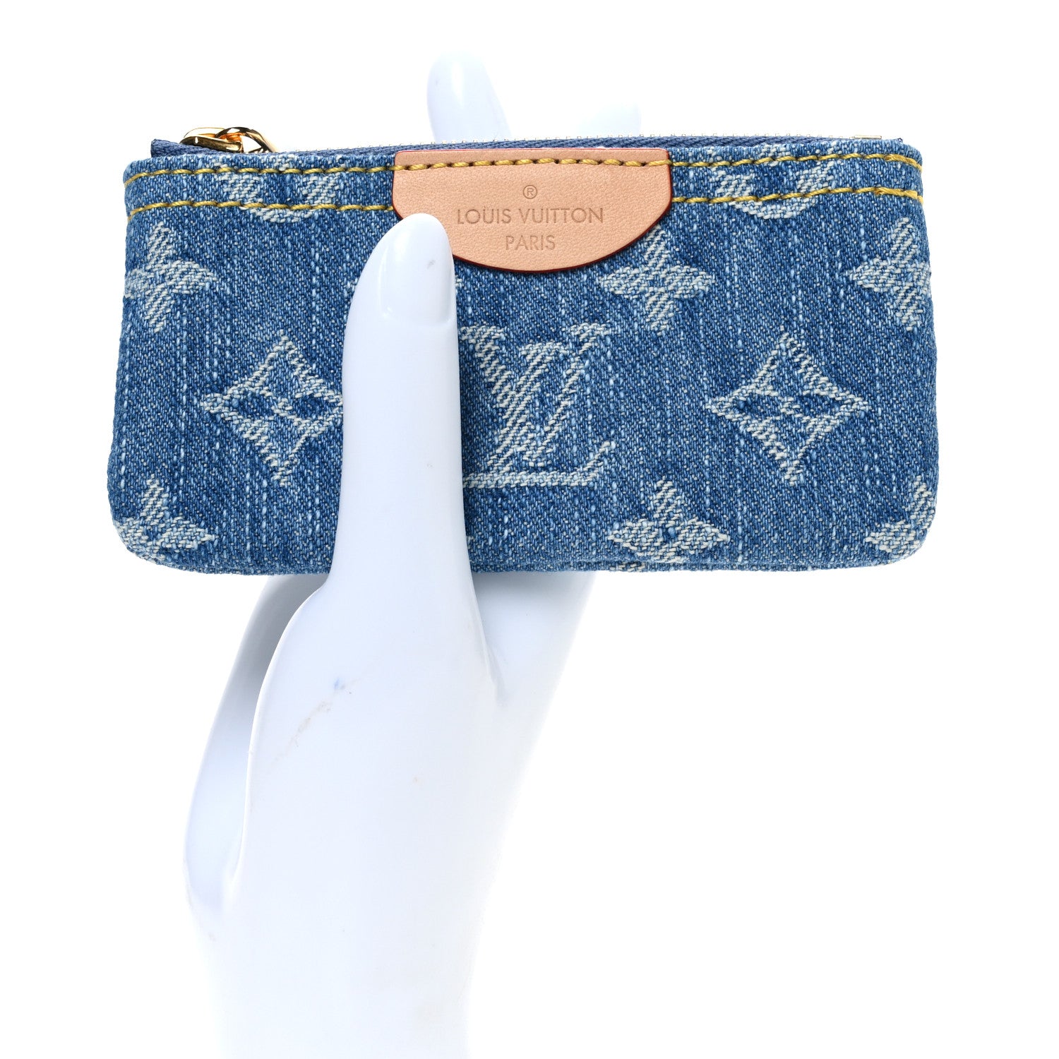 Louis Vuitton Monogram Denim Key Pouch Denim Blue 2 of 6