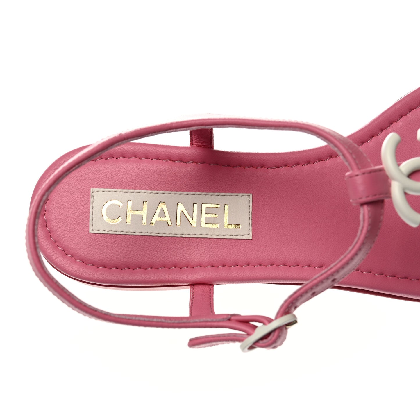 Lambskin CC Thong Sandals 39.5 Light Pink