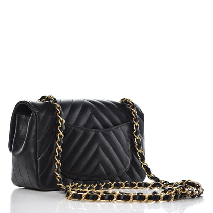 Chanel Lambskin Chevron Quilted Mini Rectangular Flap Black 3 of 8