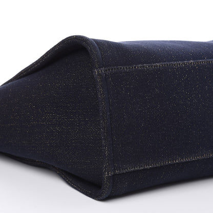 Chanel Lurex Canvas Medium Deauville Tote Navy Blue Gold 8 of 10