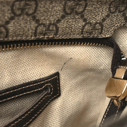 Gucci GG Supreme Monogram Selleria Calfskin Small Flat Side Zip Messenger Bag Beige Ebony Cocoa Dark Chocolate 11 of 11