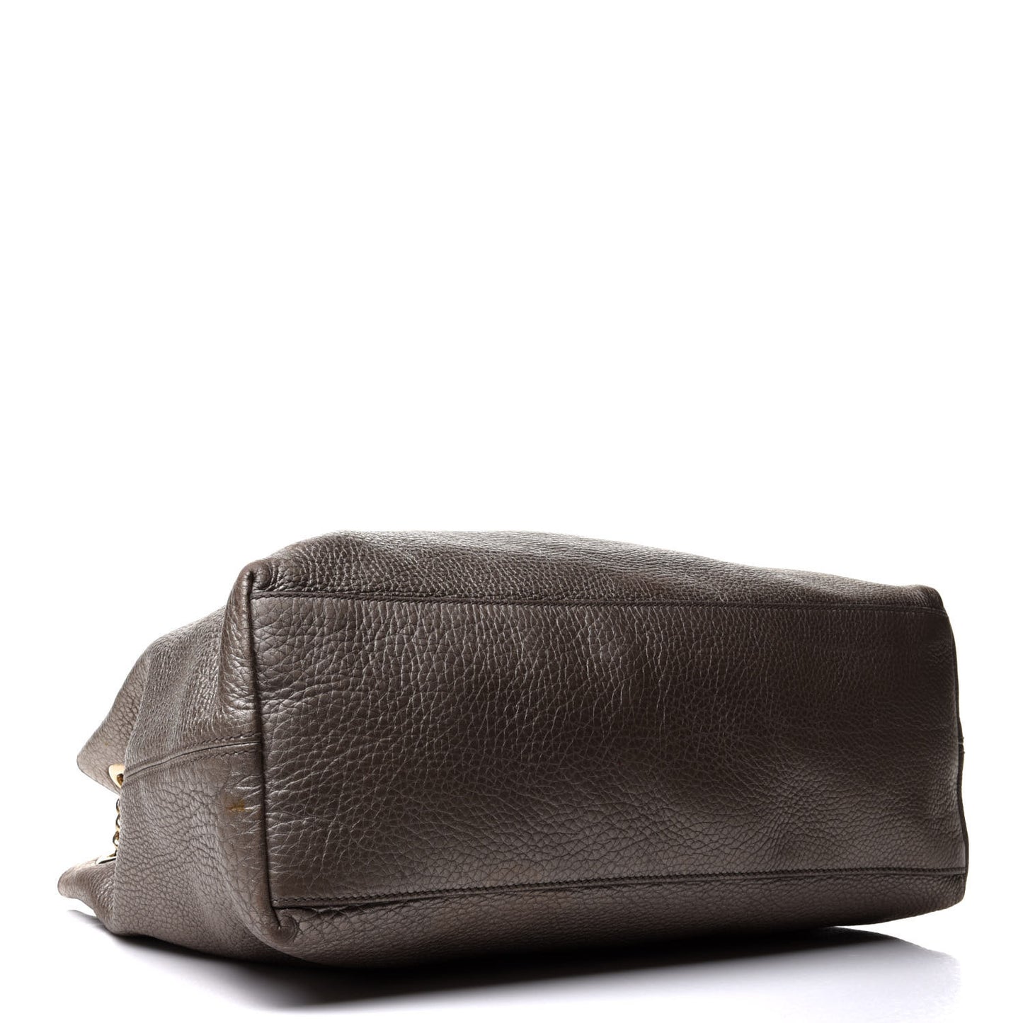 Metallic Pebbled Calfskin Medium Soho Chain Shoulder Bag Golden Beige