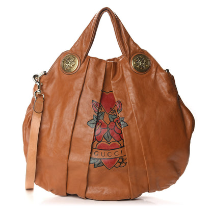 Gucci Calfkin Tattoo Heart Large Hysteria Tote Tan 1 of 10