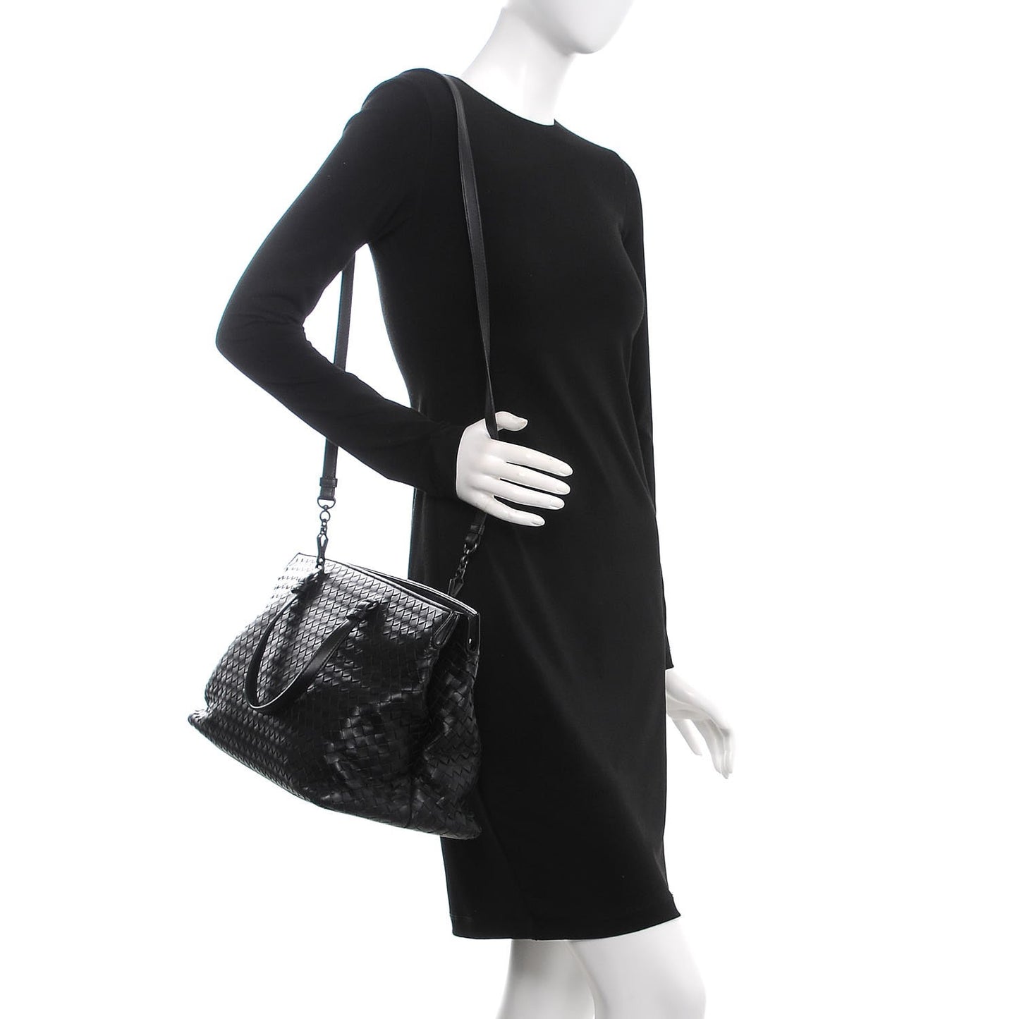 Nappa Intrecciato Large Top Handle Tote Black