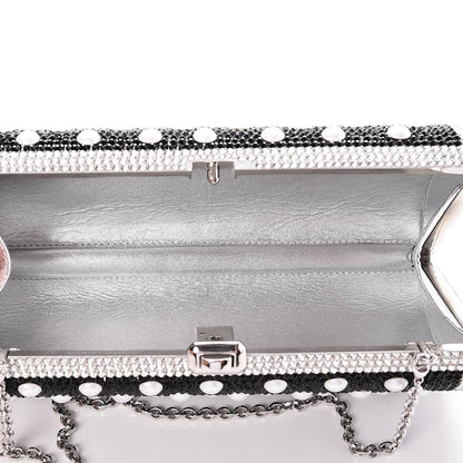 Judith Leiber Crystal Pearl Minaudiere Clutch Silver Black 6 of 7