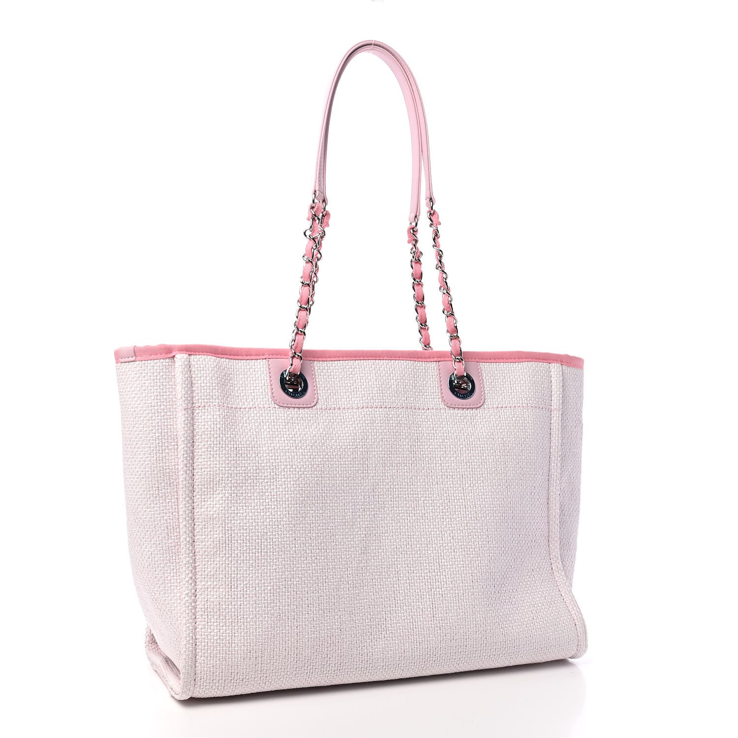 Chanel Woven Straw Raffia Small Deauville Tote Pink 3 of 9