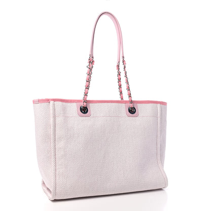 Chanel Woven Straw Raffia Small Deauville Tote Pink 3 of 9