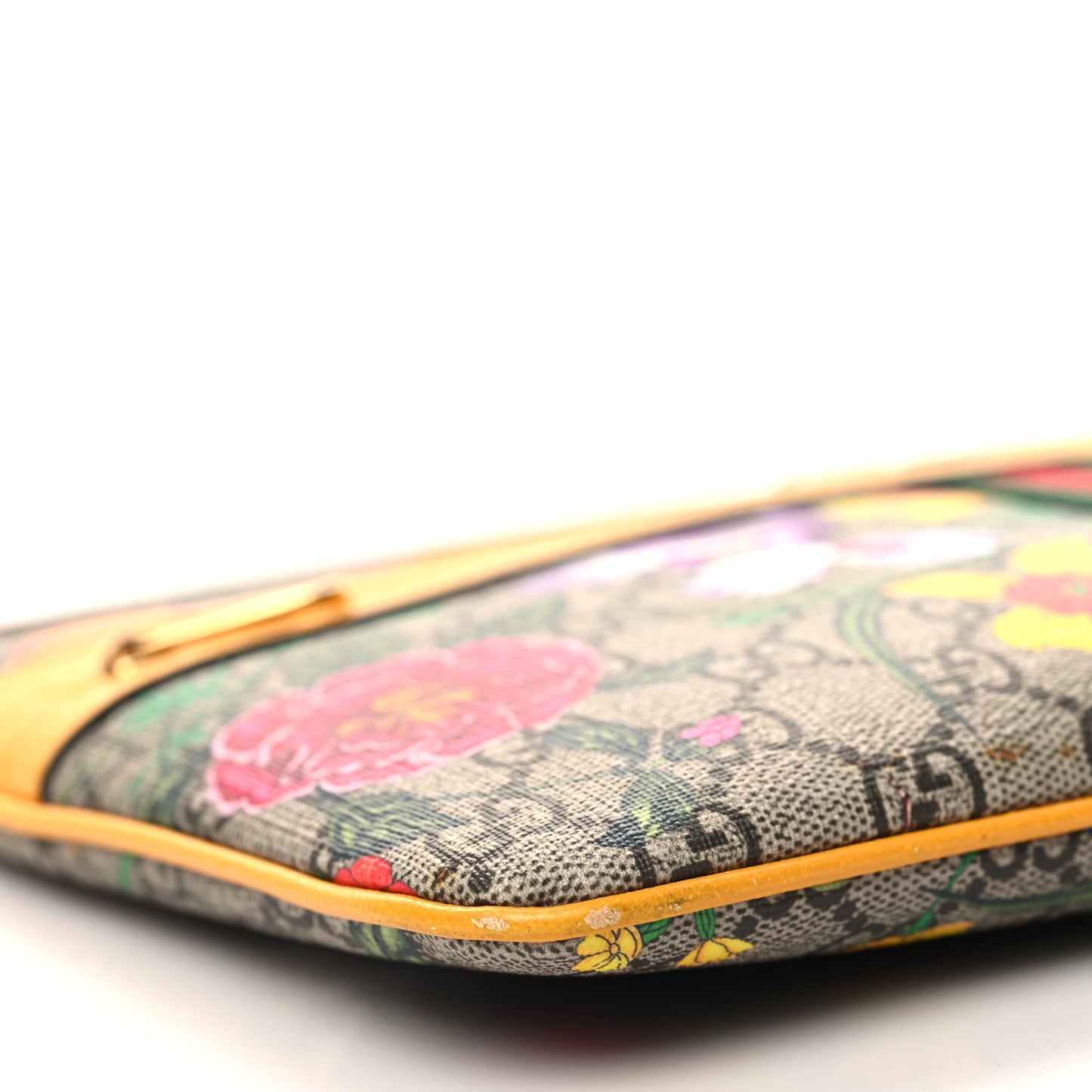 GG Supreme Monogram Flora Large Ophidia Pouch Clutch Beige Multicolor Crop