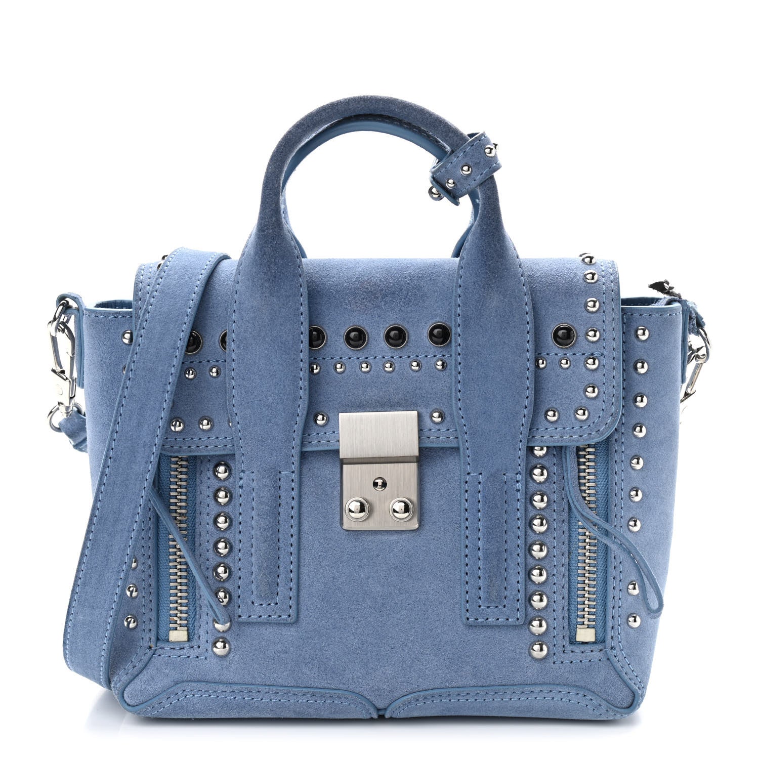 3.1 Phillip Lim Suede Studded Mini Pashli Satchel Blue 1 of 12