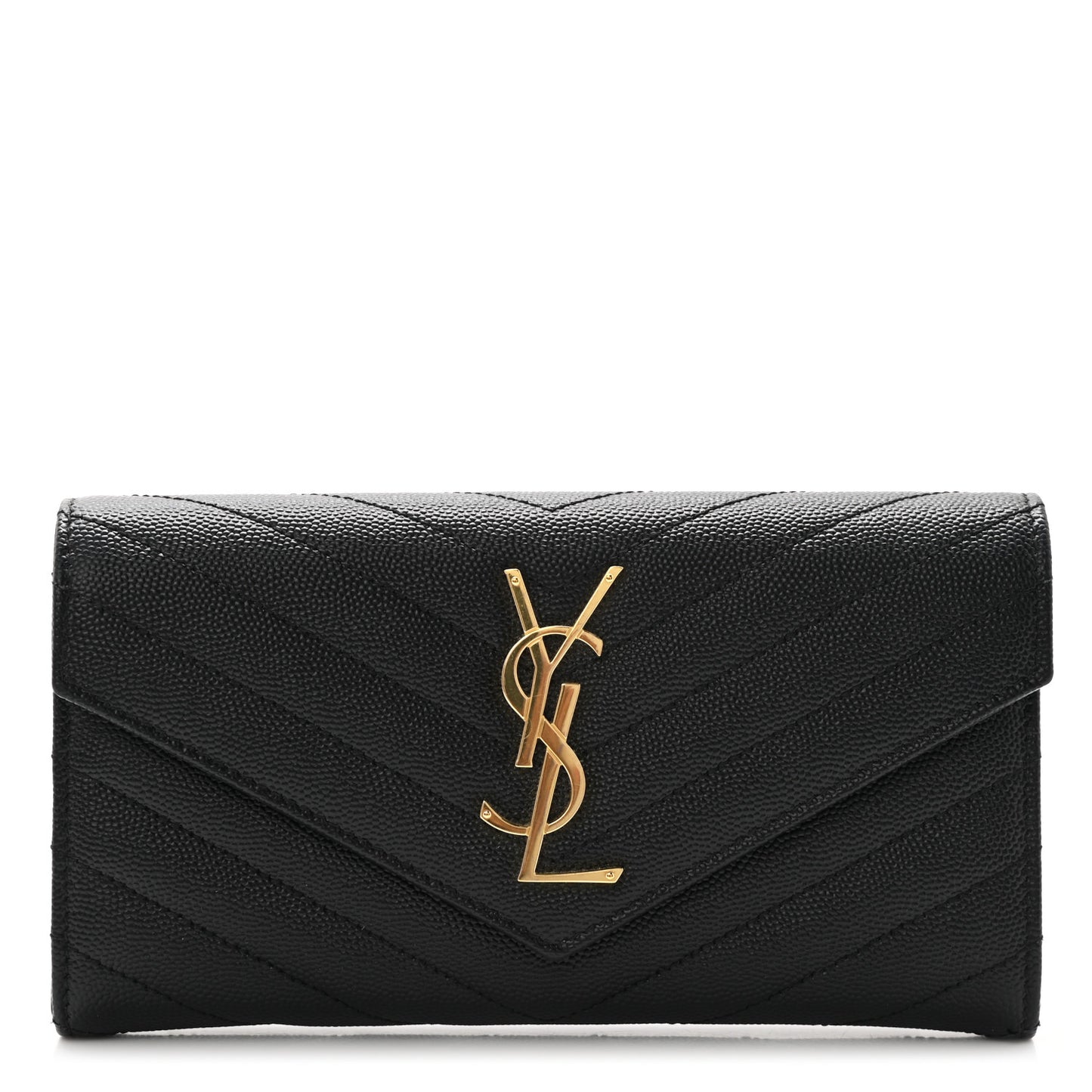 Grain De Poudre Matelasse Chevron Monogram Flap Wallet Black