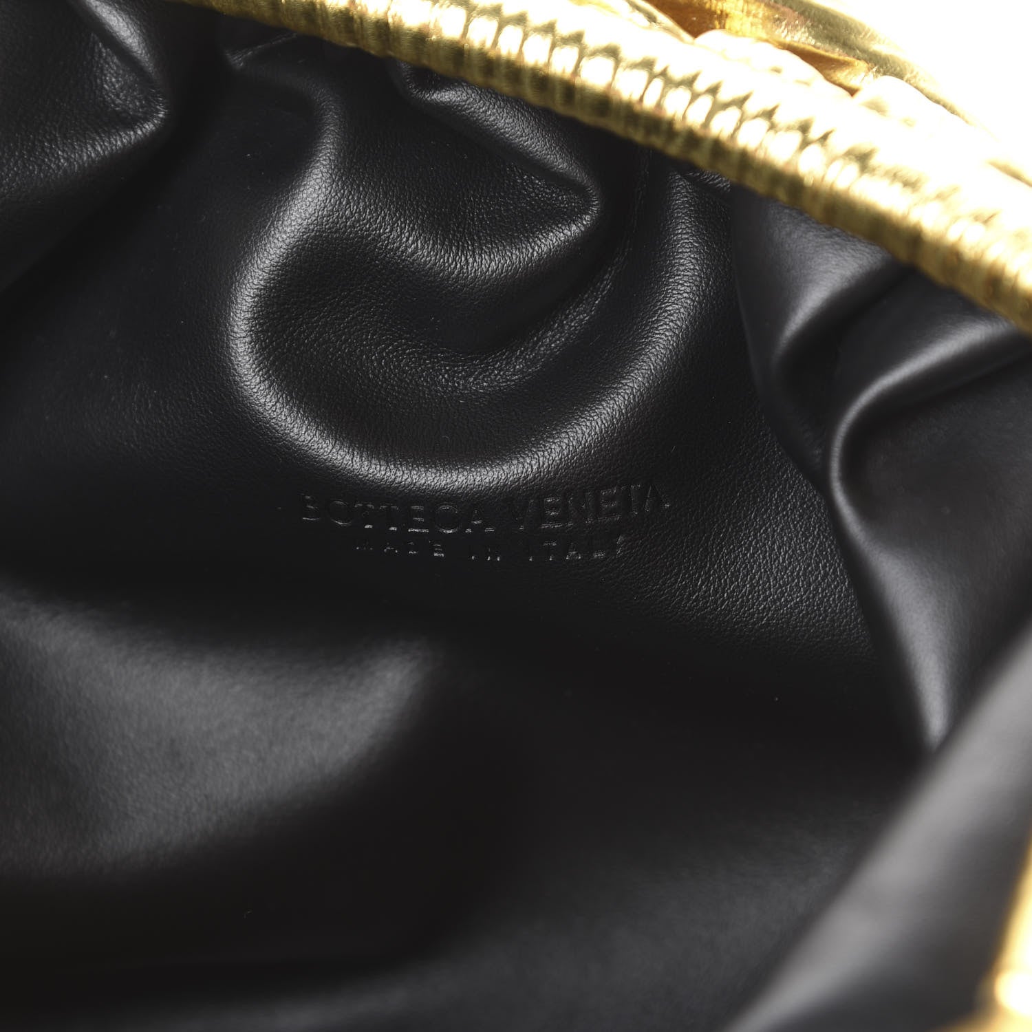 Bottega Veneta Metallic Bark Calfskin Embossed The Pouch Oversized Clutch Oro 5 of 9