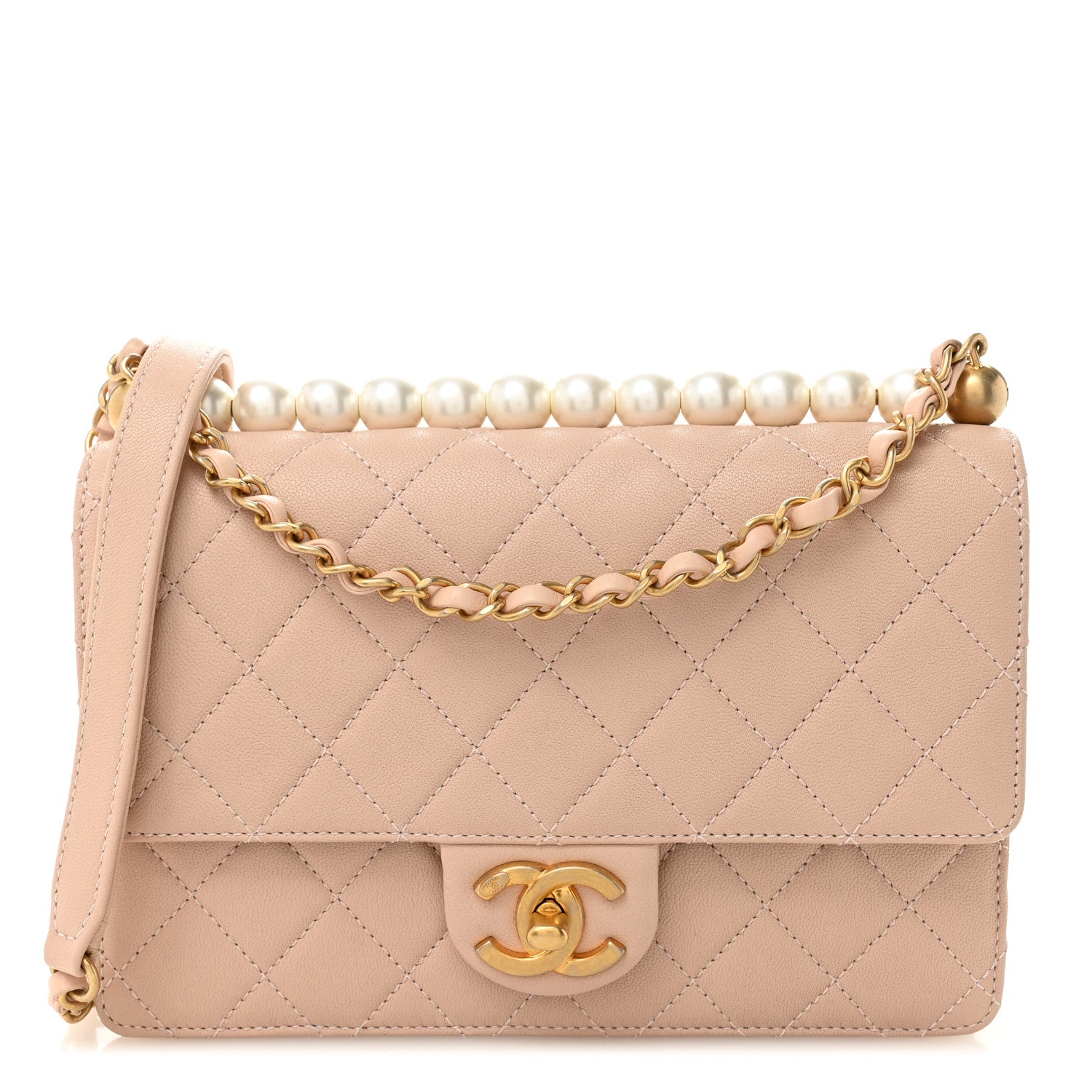 Chanel Goatskin Quilted Small Chic Pearls Flap Beige 1 of 10