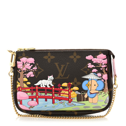 Louis Vuitton Monogram 2021 Christmas Animation Japanese Garden Mini Pochette Accessories Wisteria Pink 1 of 9