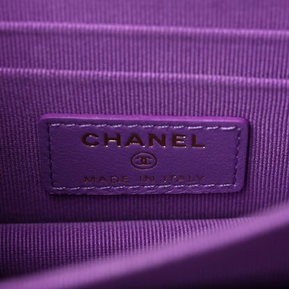 Chanel Lambskin Enamel Quilted Pending CC Clutch With Chain Purple 6 of 10
