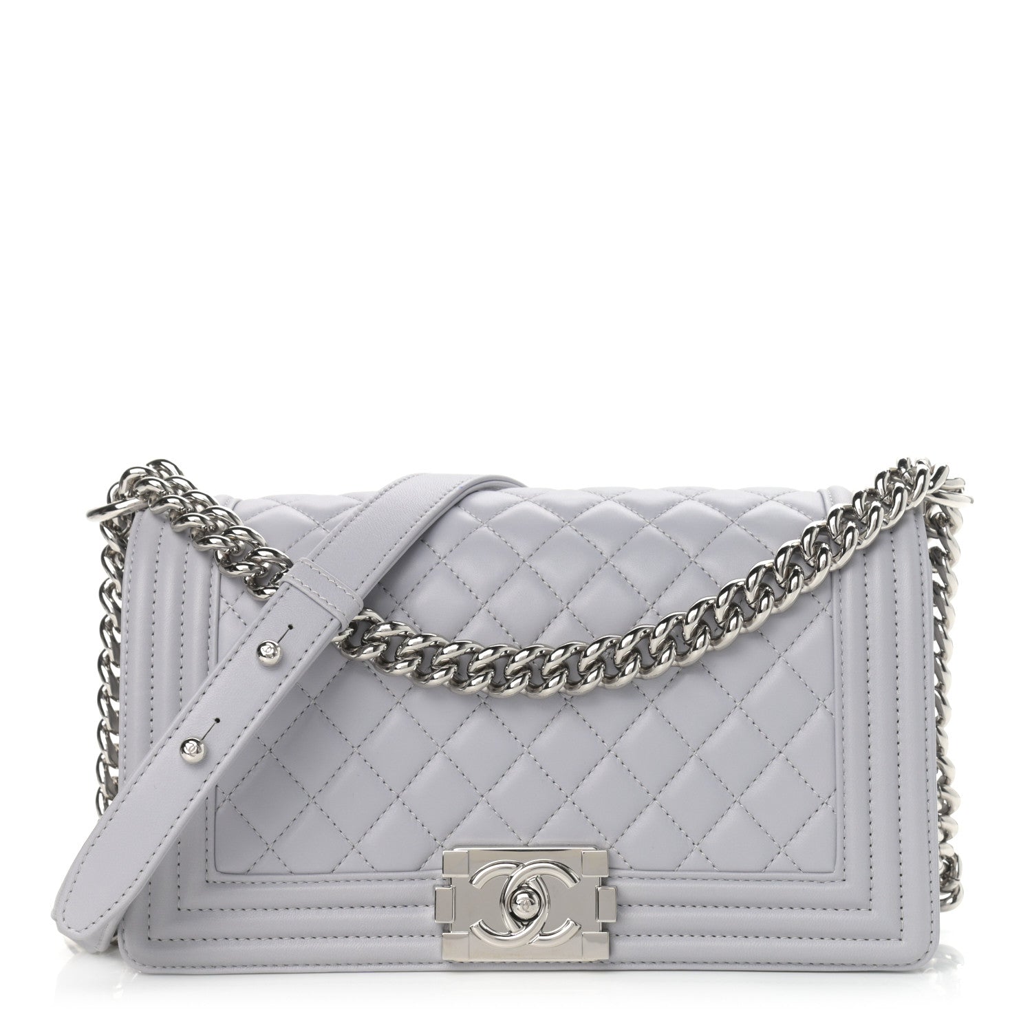Chanel Lambskin Quilted Medium Boy Flap Grey 1 of 8
