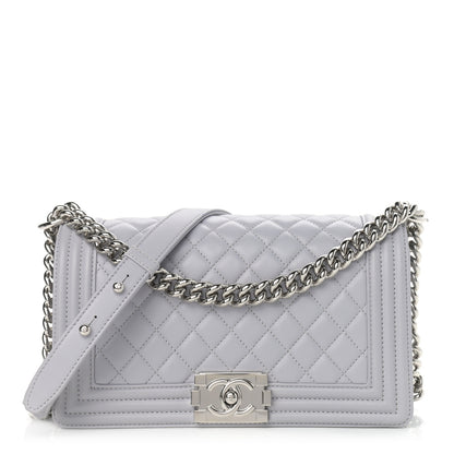 Chanel Lambskin Quilted Medium Boy Flap Grey 1 of 8