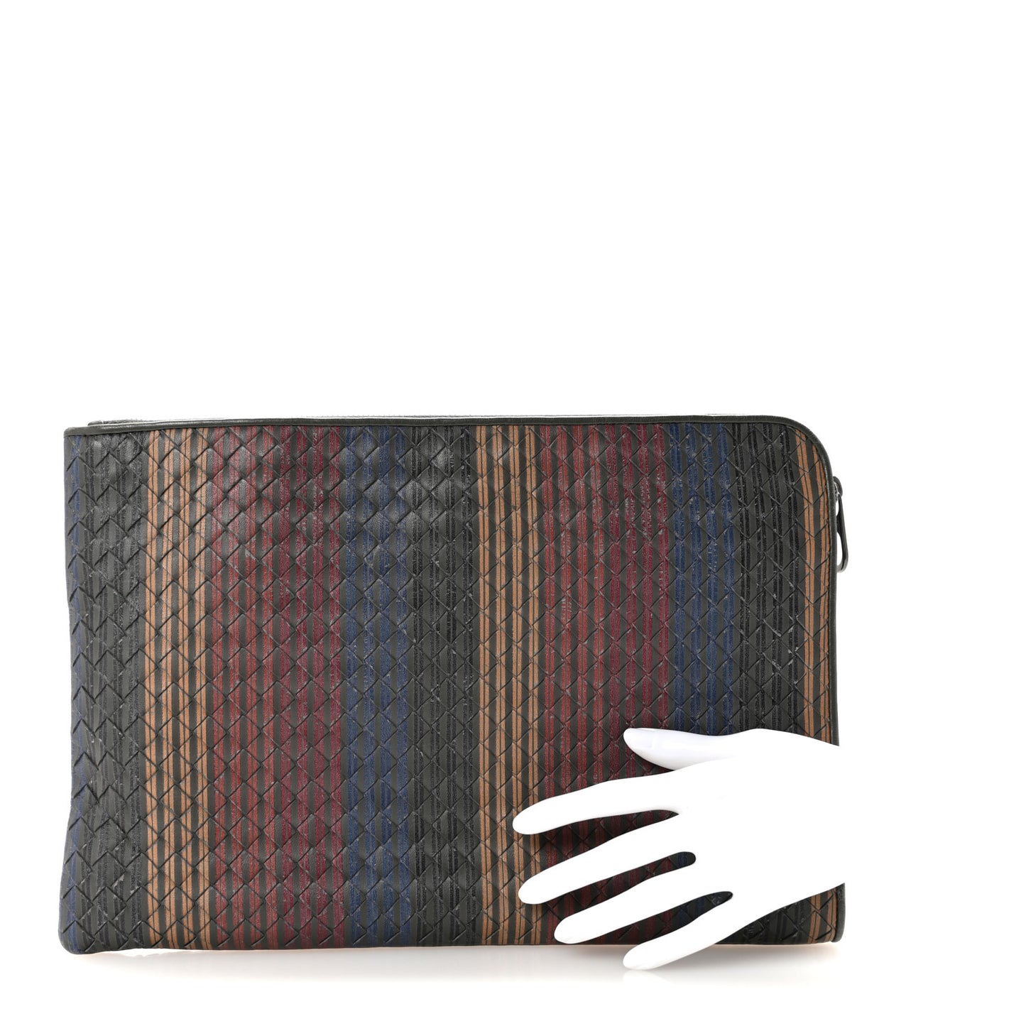 Nappa Intrecciato Stripe Document Case Shadow Multicolor