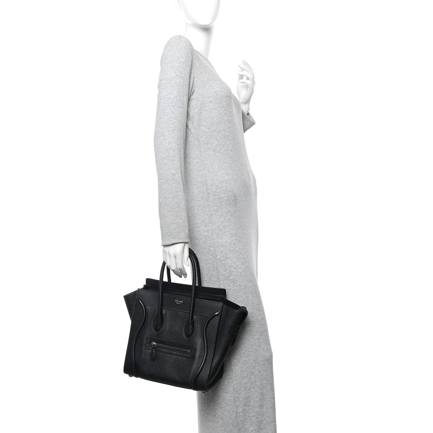 Celine Drummed Calfskin Micro Luggage Black 3 of 19