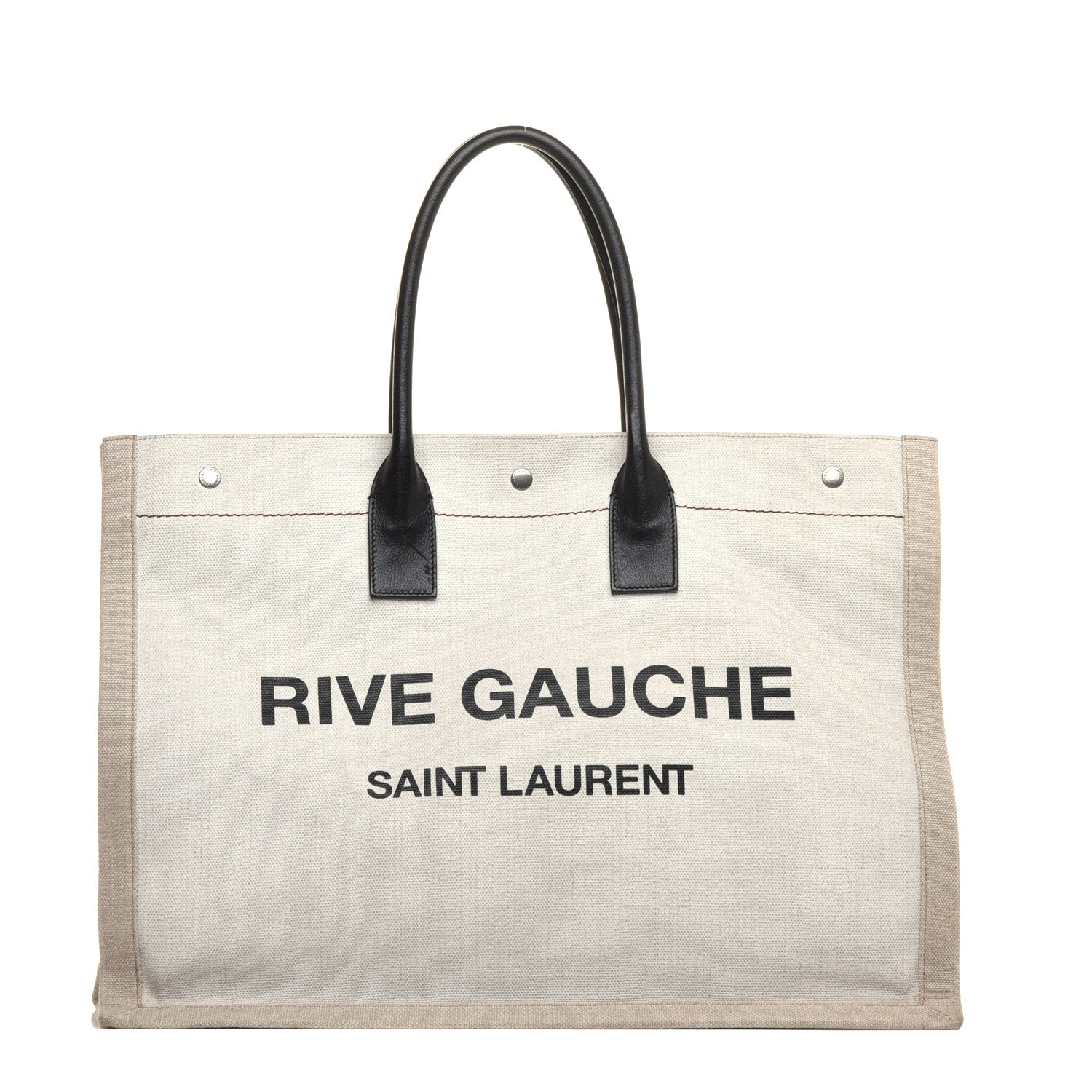 Saint Laurent Linen Calfskin Rive Gauche Tote Optic White 1 of 8