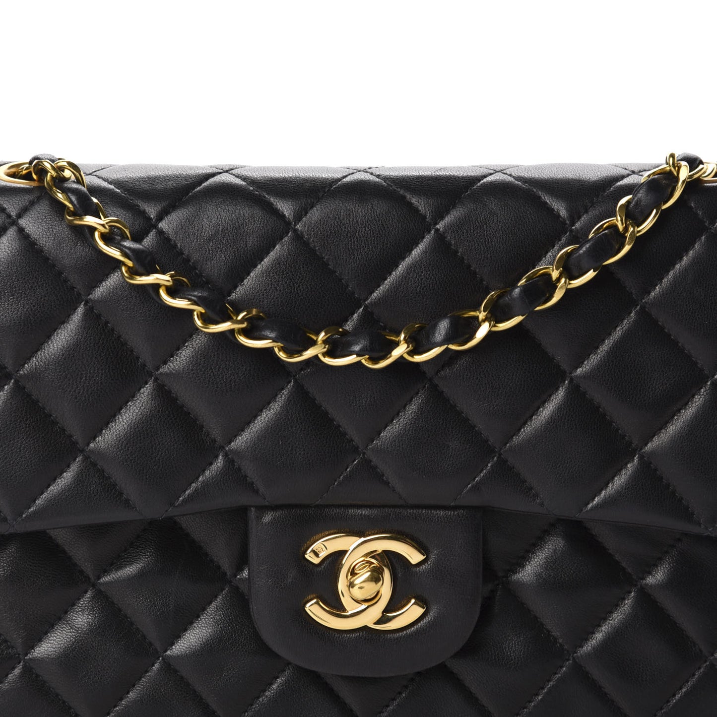 Lambskin Quilted Small Double Flap Black