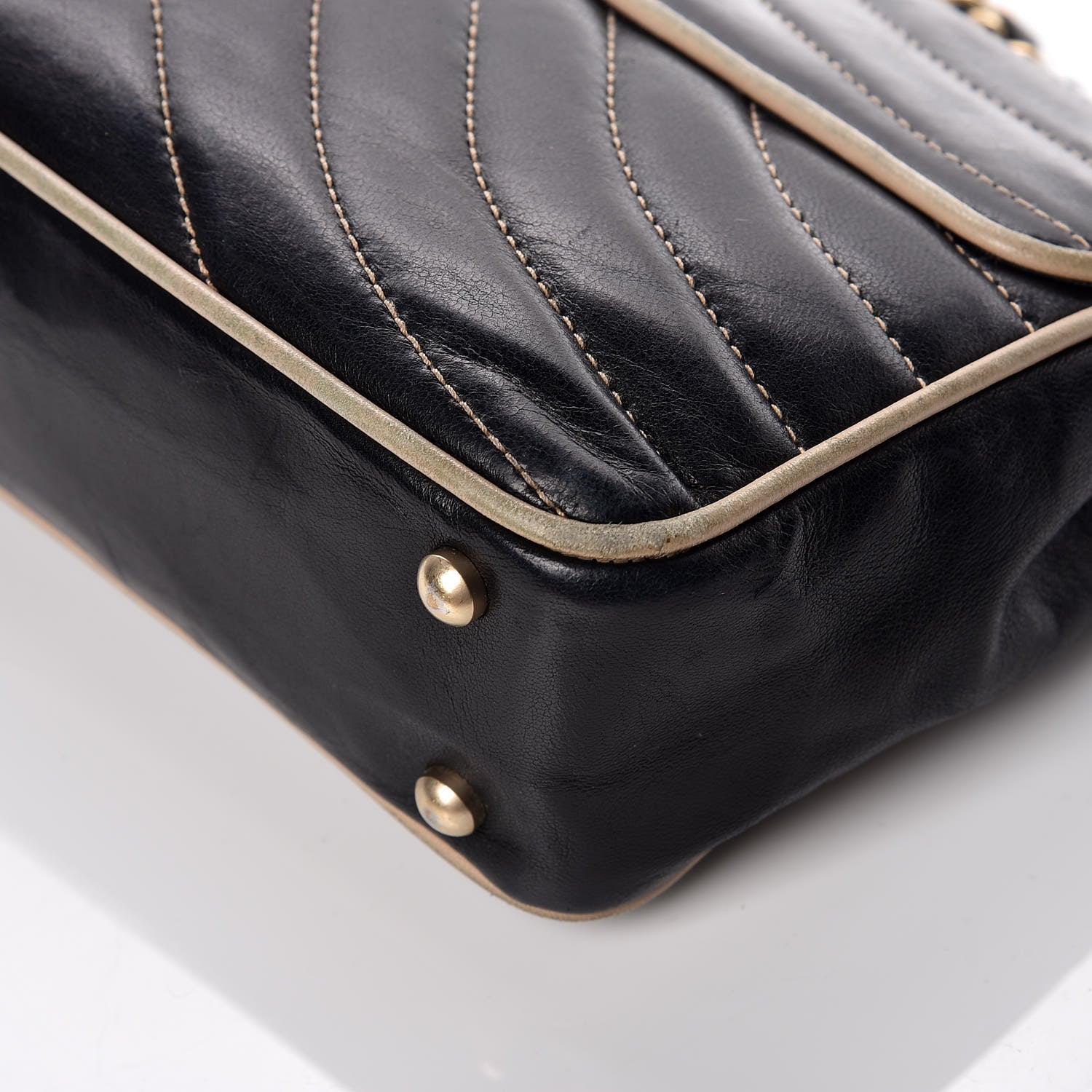 Chanel Lambskin Chevron Small Single Flap Bag Black Beige 12 of 16