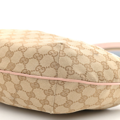 Gucci Monogram Web Medium Half Moon Hobo Blue Pink 9 of 16