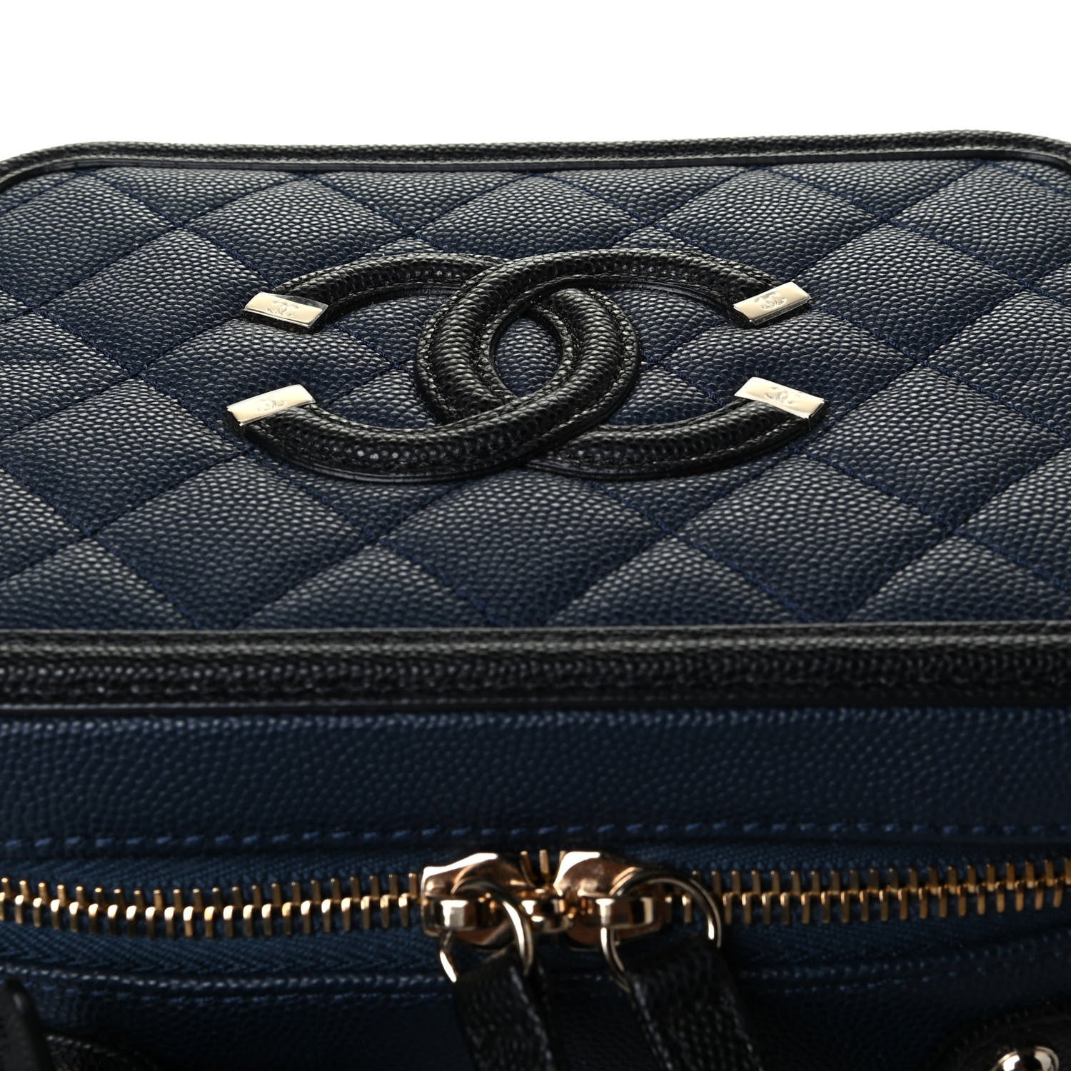Chanel Caviar Quilted Small CC Filigree Vanity Case Navy Black 5 of 5