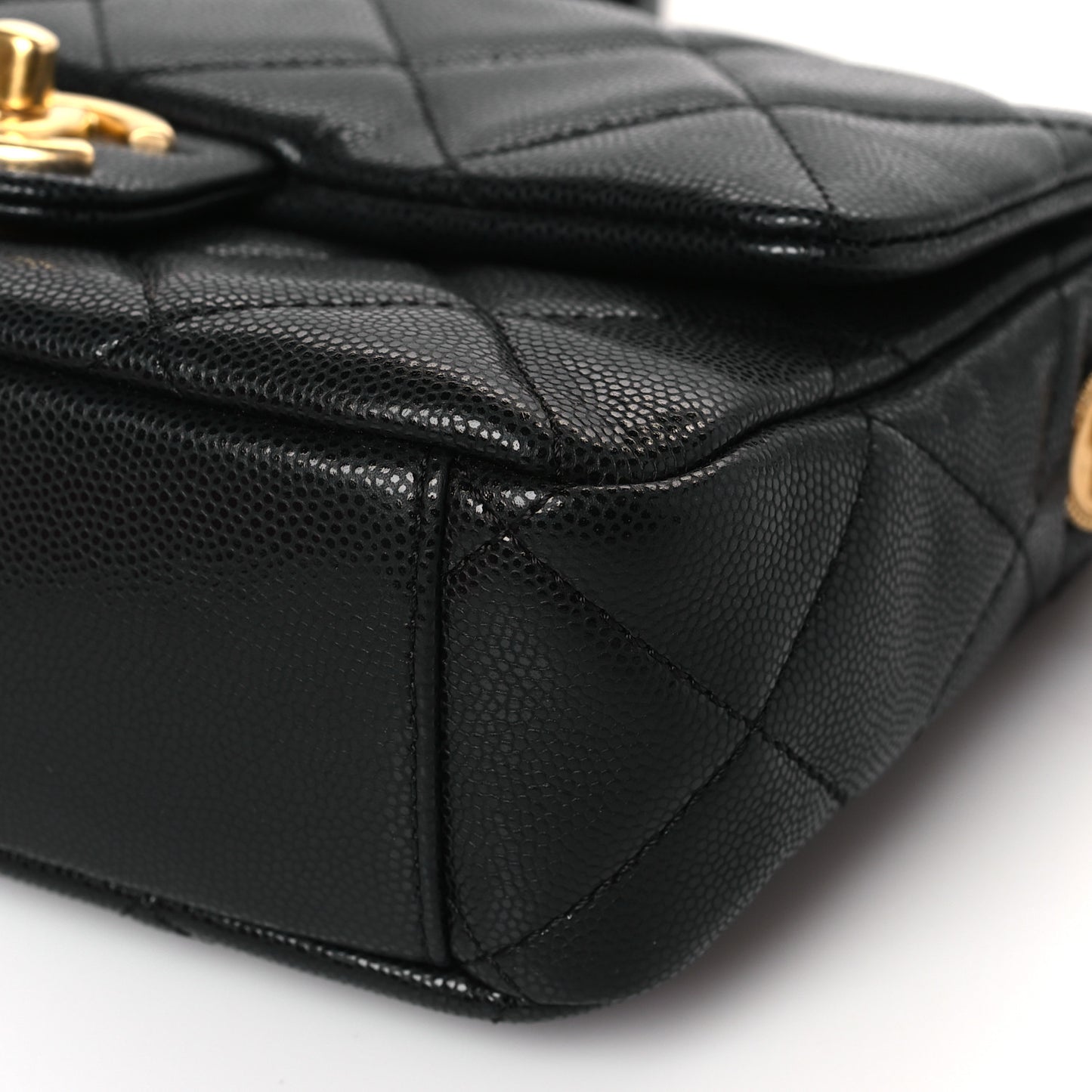 Caviar Quilted Small Twist Your Buttons Flap Black