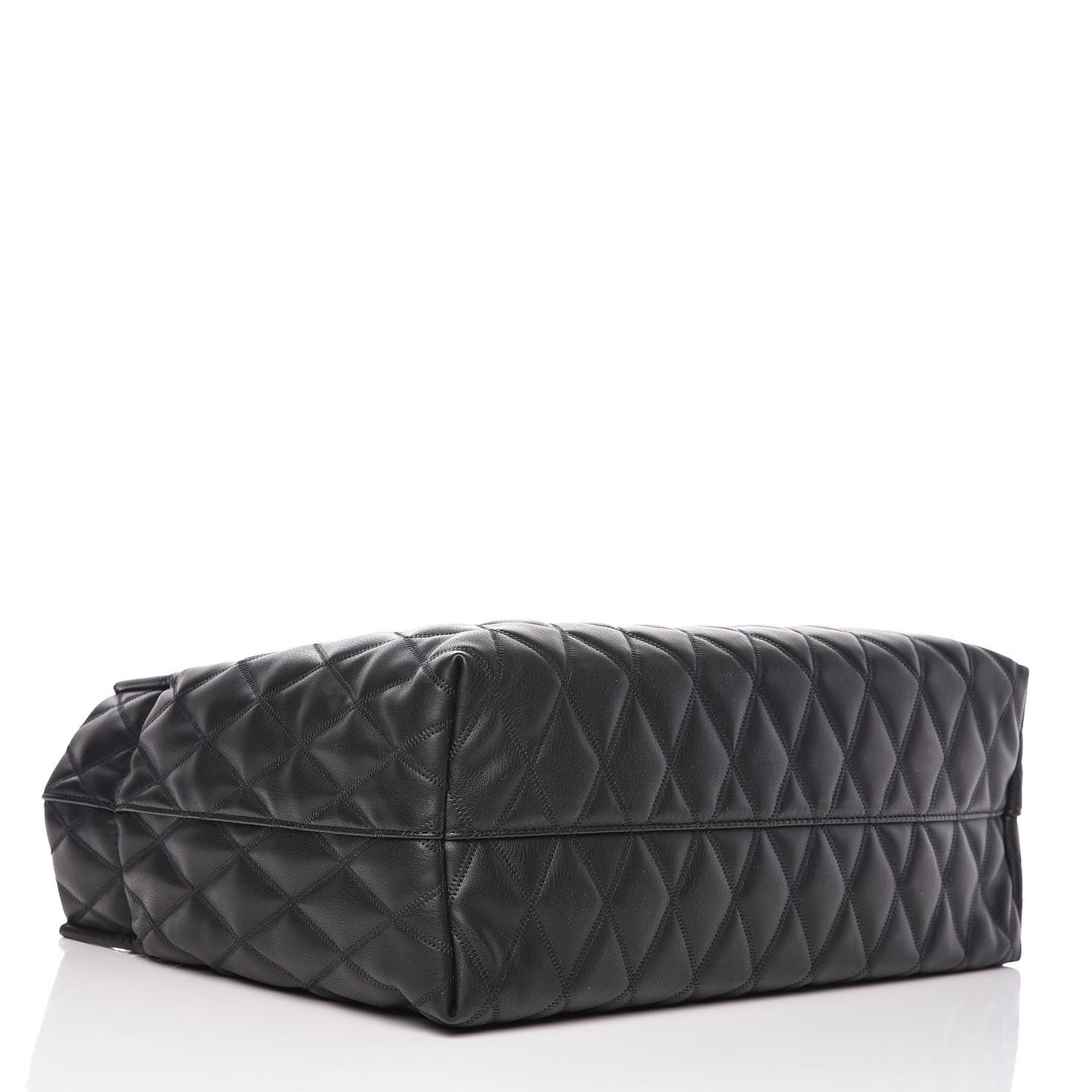 Rubber Effect Canvas Quilted Duo Shopper Tote Black