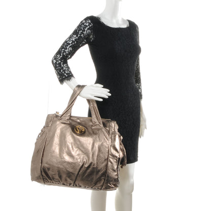 Gucci Metallic Leather Large Hysteria Tote Gold 2 of 7
