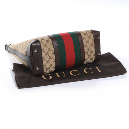 Gucci Monogram Vintage Web Medium Hobo Dark Brown 5 of 8