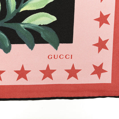 Gucci Silk Twill Jakam Square Scarf Black Pink 2 of 4