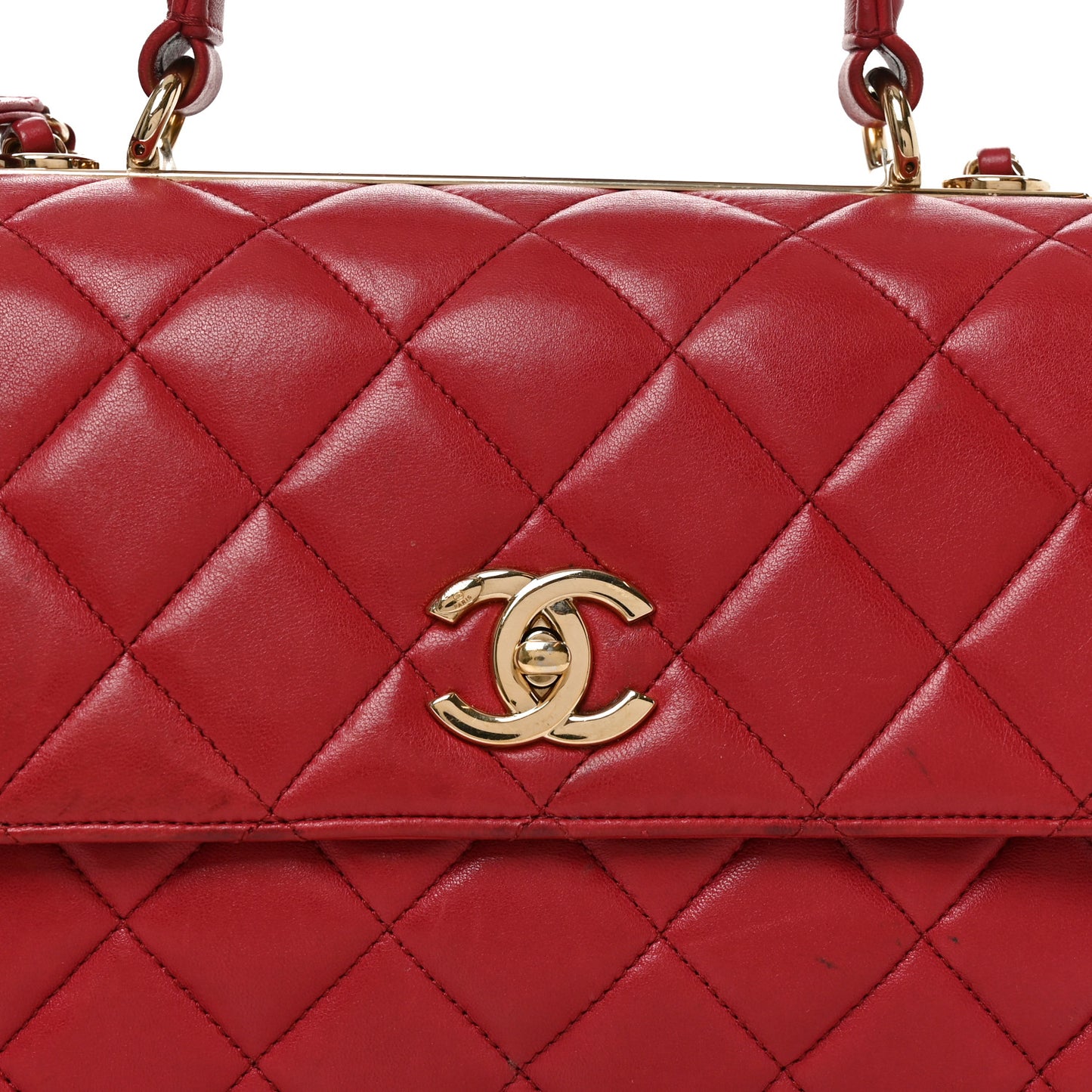 Lambskin Quilted Medium Trendy CC Flap Dual Handle Bag Dark Pink