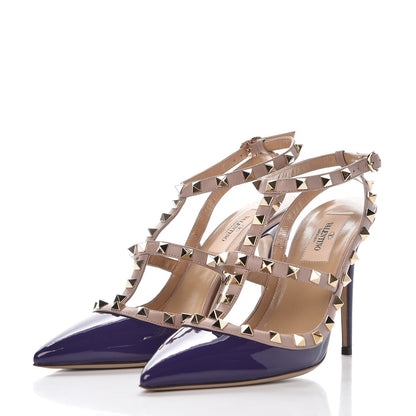 Valentino Garavani Patent Rockstud Ankle Strap Pumps 39 Purple Poudre 2 of 8