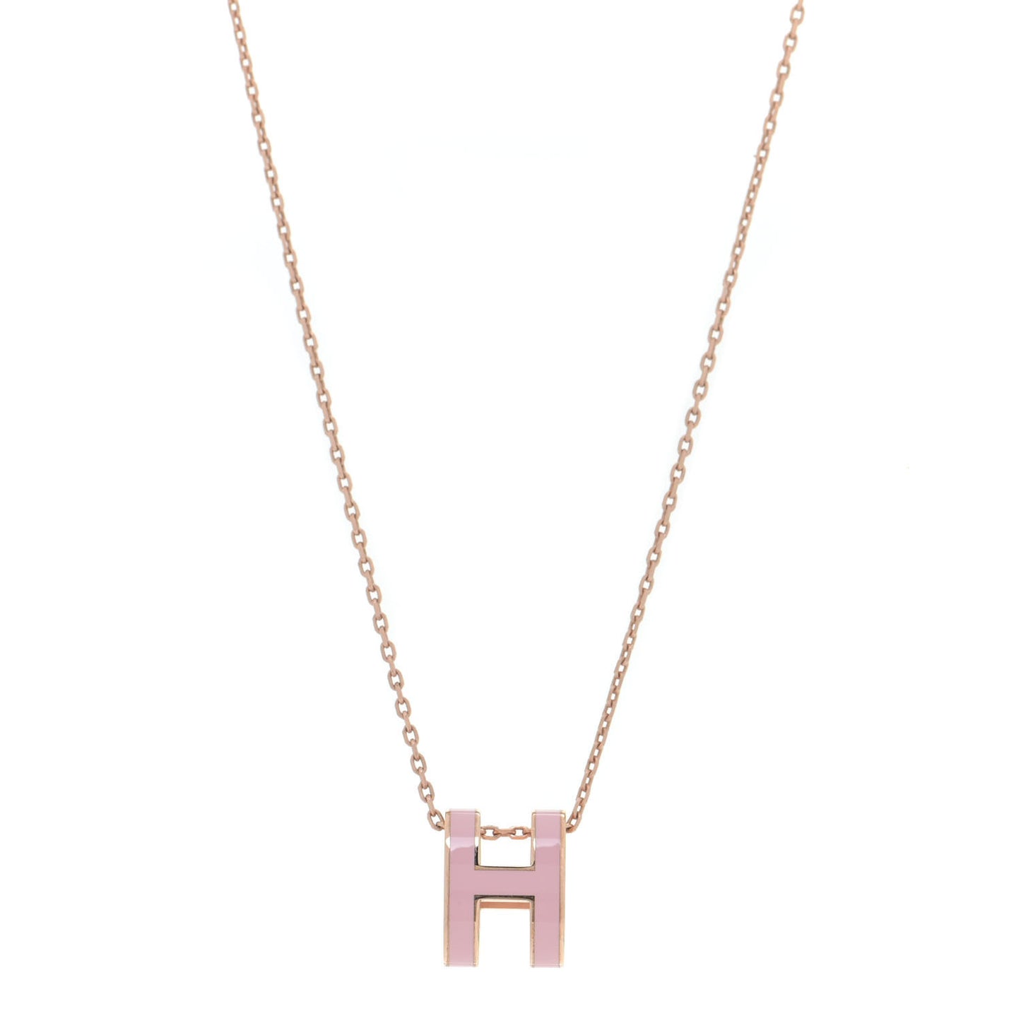 Lacquered Rose Gold Pop H Pendant Necklace Rose Dragee