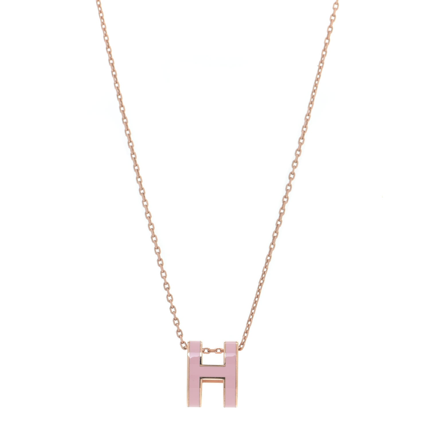 Hermes Lacquered Rose Gold Pop H Pendant Necklace Rose Dragee 1 of 7