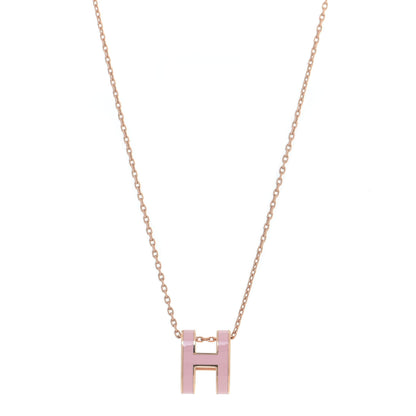 Hermes Lacquered Rose Gold Pop H Pendant Necklace Rose Dragee 1 of 7