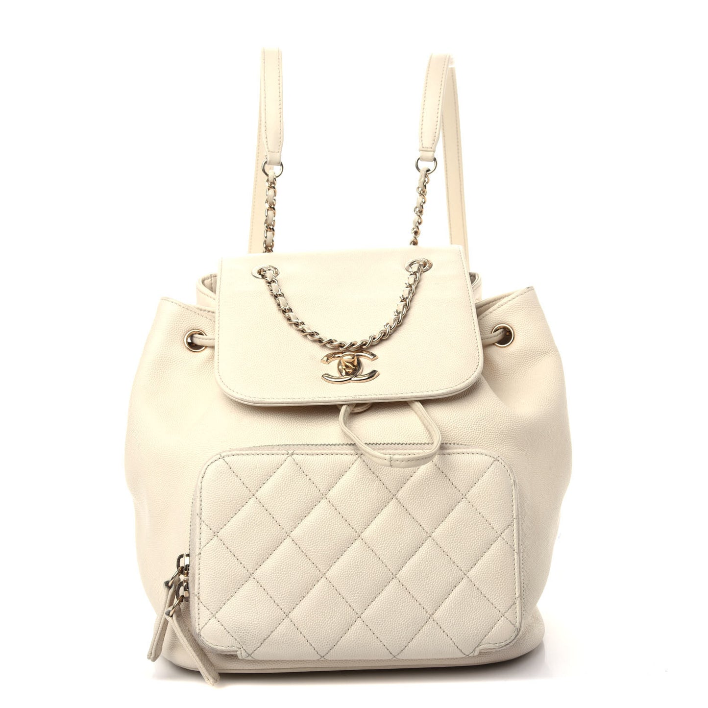 Caviar Quilted Business Affinity Backpack White